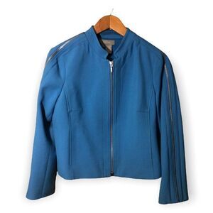 Eccoci Structured Jacket Womens Sz 8‎ Zippers Lined Blue
